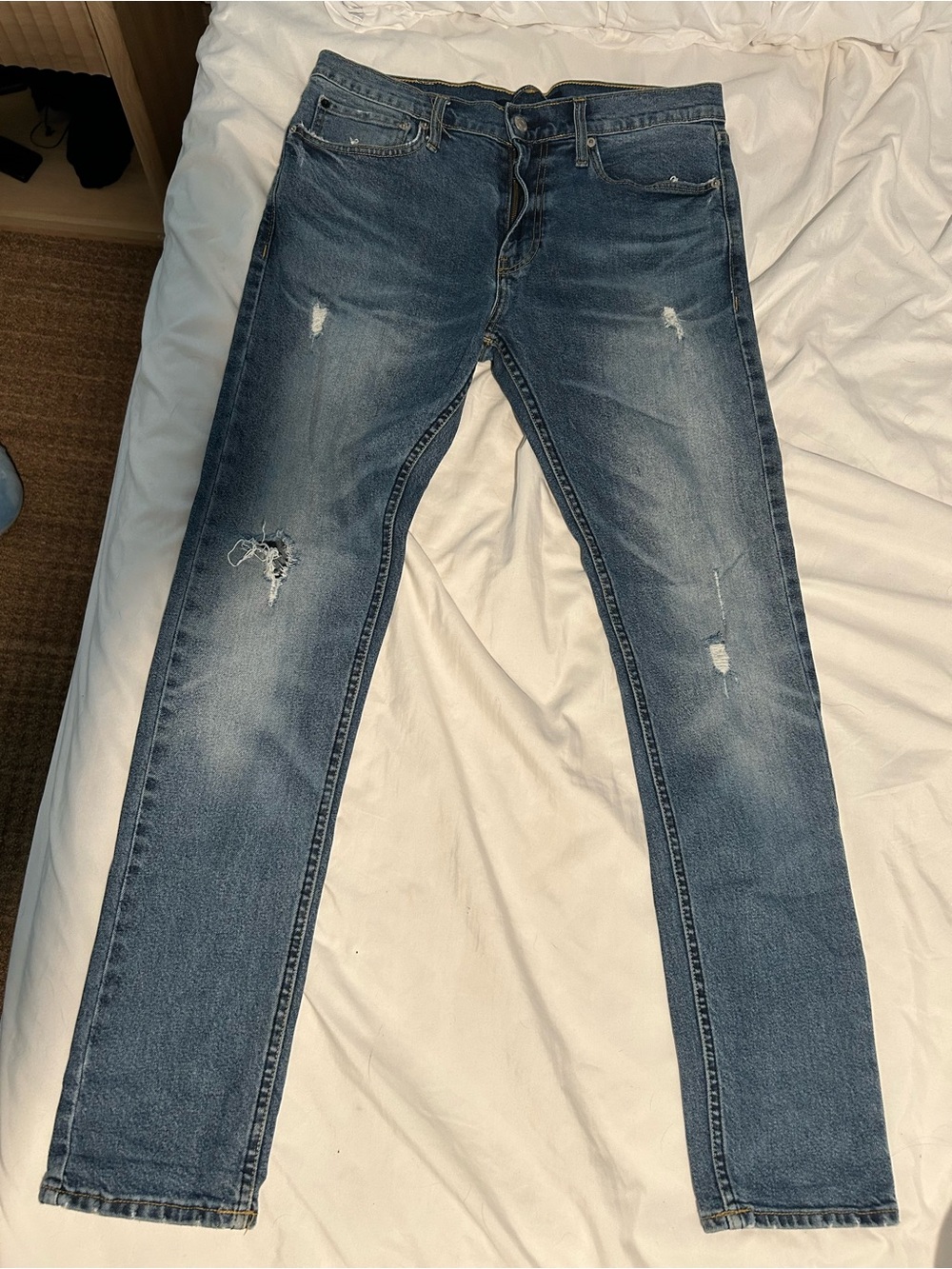 Calvin Klein Jeans Men's Skinny Distressed Blue Denim